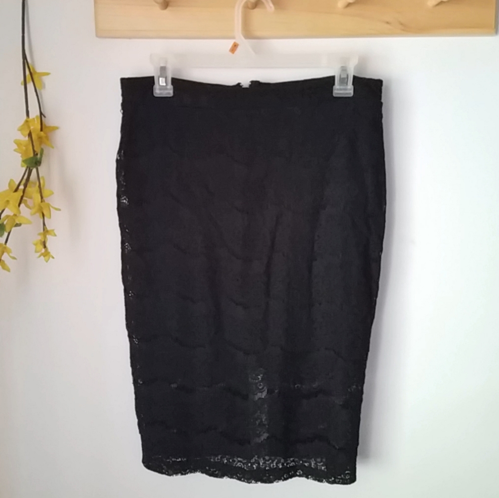 Bongo High Waisted Lace Front Zip Pencil Skirt - Picture 5 of 10